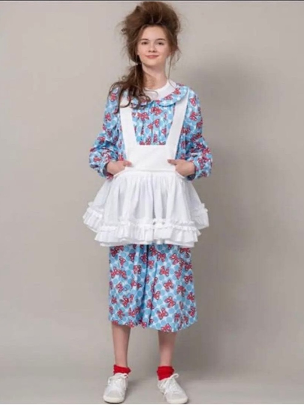 Comme des Garcons Blue Floral Mini Dress with White Apron